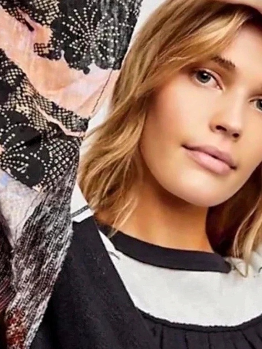 Free People/We The Free Abstract Sleeve Tunic in Black & White Top